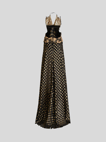 SILK BUTTERFLY DRESS WITH PAISLEY EMBROIDERY