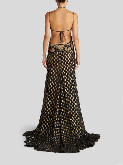 SILK BUTTERFLY DRESS WITH PAISLEY EMBROIDERY