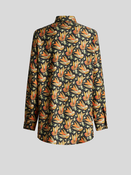 TWILL SHIRT WITH PRINTED BIRDS