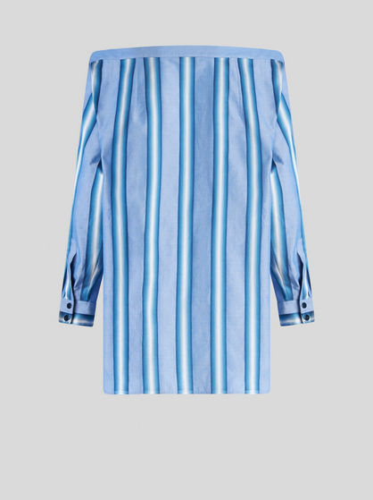 STRIPED COTTON AND SILK SHIRT DRESS