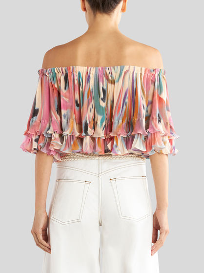 BUTTERFLY WING TOP WITH RUCHES