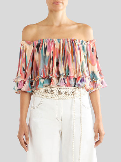 BUTTERFLY WING TOP WITH RUCHES