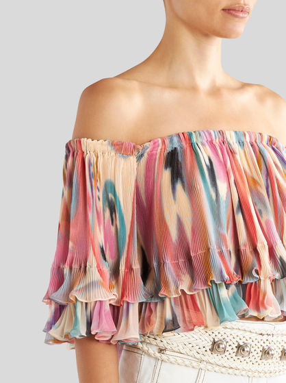 BUTTERFLY WING TOP WITH RUCHES
