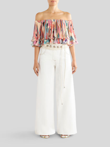 BUTTERFLY WING TOP WITH RUCHES