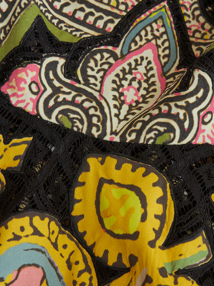 LACE AND INTARSIA MINI DRESS