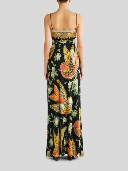 LONG JERSEY DRESS WITH BIRDS