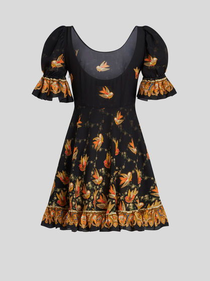 MINI CRÊPE DE CHINE DRESS WITH BIRDS