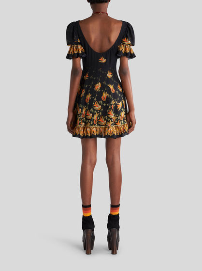 MINI CRÊPE DE CHINE DRESS WITH BIRDS