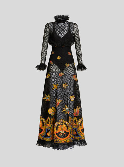 LACE AND INTARSIA DRESS