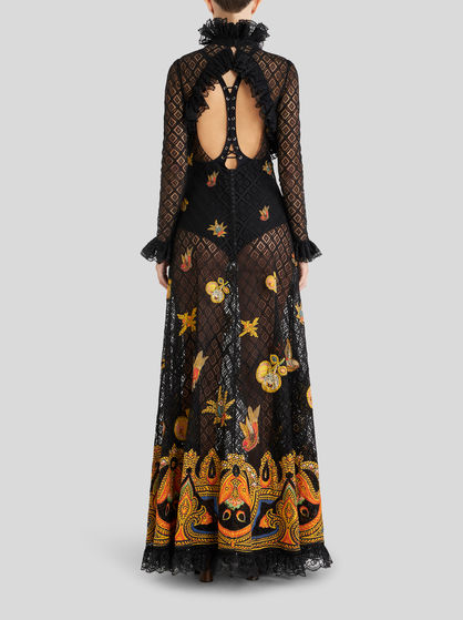 LACE AND INTARSIA DRESS