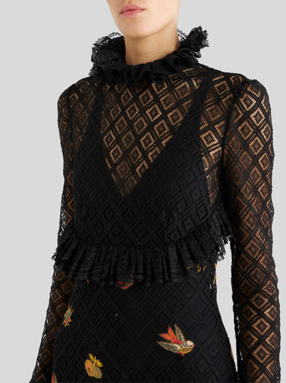 LACE AND INTARSIA DRESS