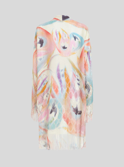 PRINTED CARDIGAN WITH FRINGE