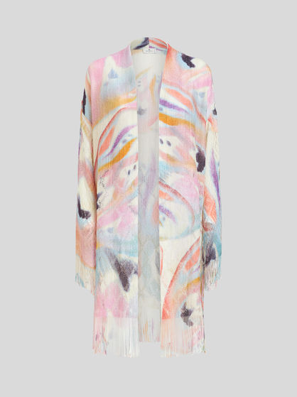 PRINTED CARDIGAN WITH FRINGE