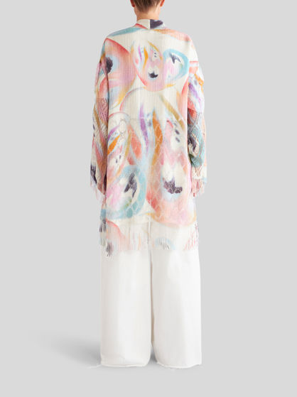 PRINTED CARDIGAN WITH FRINGE