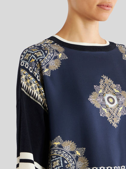 SHORT-SLEEVED JUMPER WITH SILK INSERT
