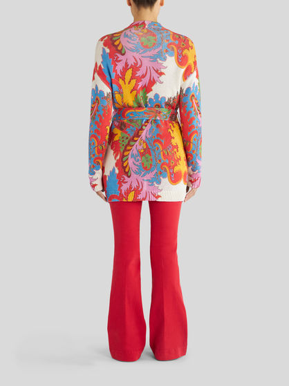PAISLEY SILK AND LINEN CARDIGAN