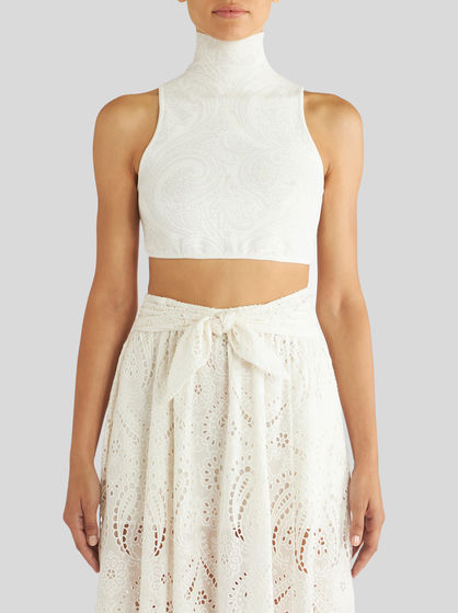 PAISLEY PRINT KNIT TOP