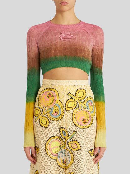 COLOUR SHADED WOOL CROPPED JUMPER