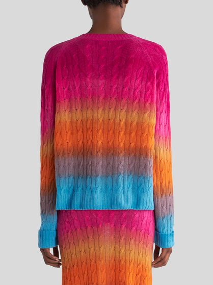 COLOUR SHADED CABLE WOOL JUMPER
