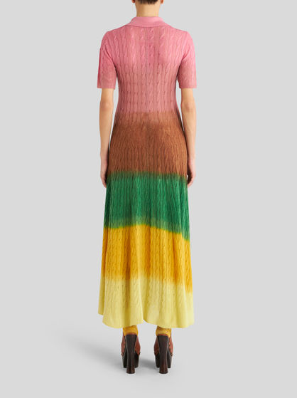 COLOUR SHADED WOOL JERSEY DRESS