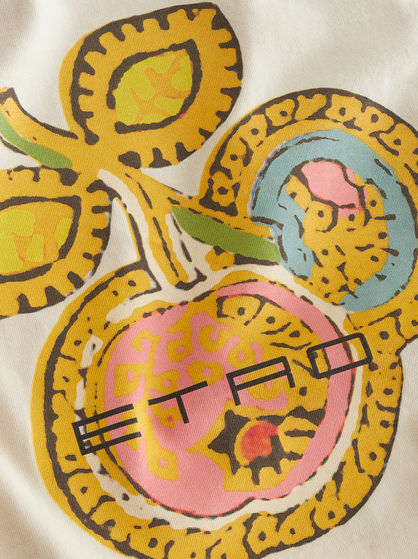 アップルモチーフ プリント ロゴ Tシャツ