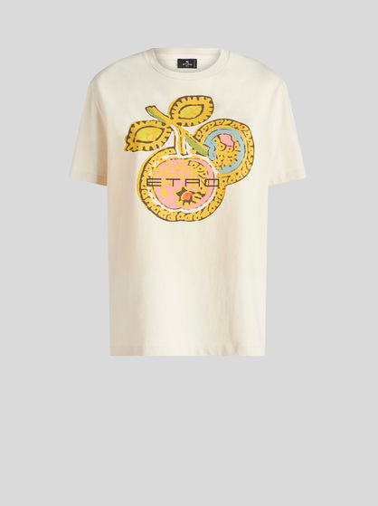 アップルモチーフ プリント ロゴ Tシャツ