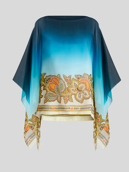 TOP WITH COLOUR SHADING AND FLORAL PATTERNS
