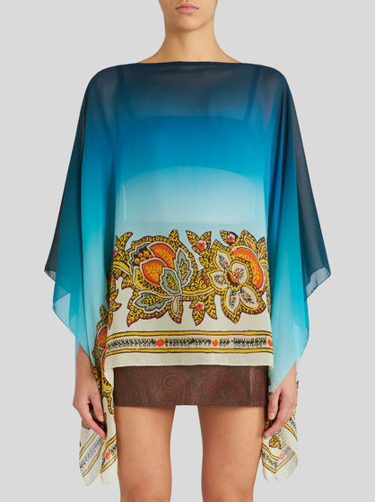 TOP WITH COLOUR SHADING AND FLORAL PATTERNS