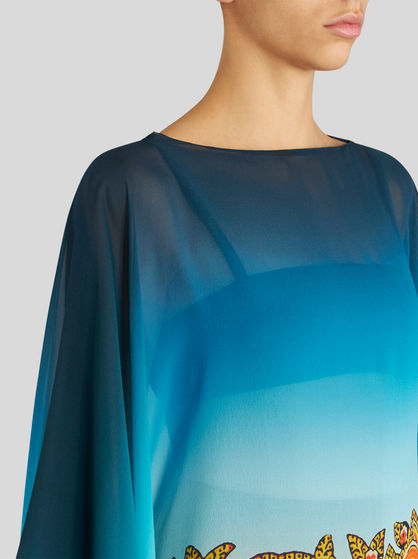 TOP WITH COLOUR SHADING AND FLORAL PATTERNS