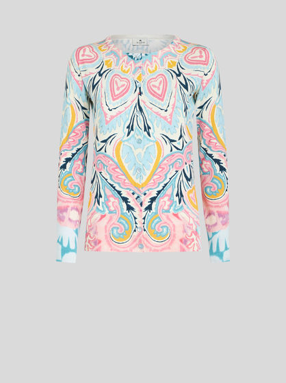 FLORAL PRINT SILK CARDIGAN