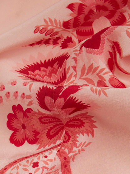 SILK TROUSERS WITH PLACED FLOWER PRINT