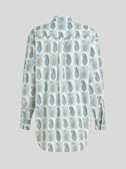 PAISLEY CHECKERBOARD PATTERN SHIRT