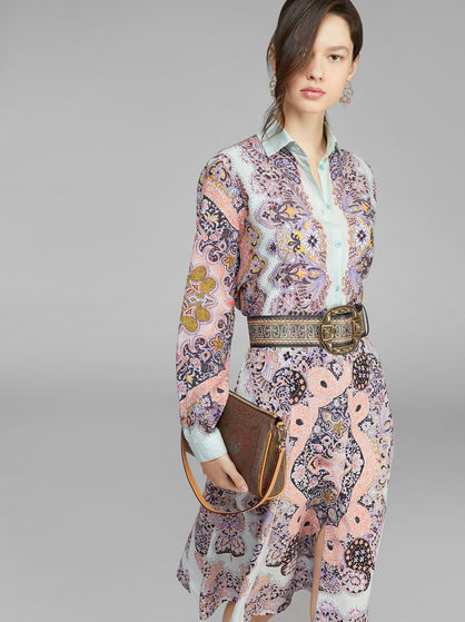 MEDIUM PAISLEY SHOULDER BAG WITH LEATHER DETAILS