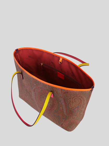 MEDIUM PAISLEY SHOPPING BAG WITH MULTI-COLOURED DETAILS