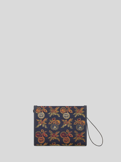 中号彩色小苹果提花图案手拿包
