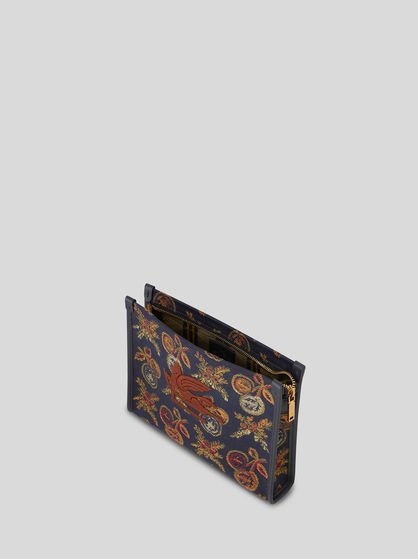 中号彩色小苹果提花图案手拿包