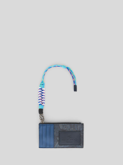 PAISLEY CARD HOLDER WITH WOVEN CORD