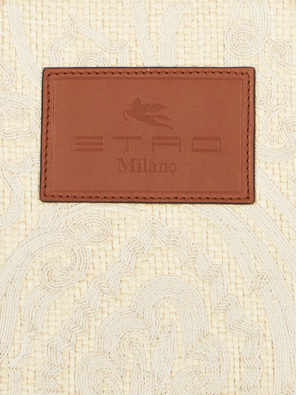 MEDIUM RAFFIA SHOPPING BAG WITH EMBROIDERY
