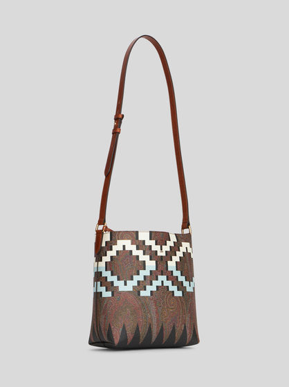 SMALL PAISLEY SHOULDER BAG WITH GEOMETRIC PRINT