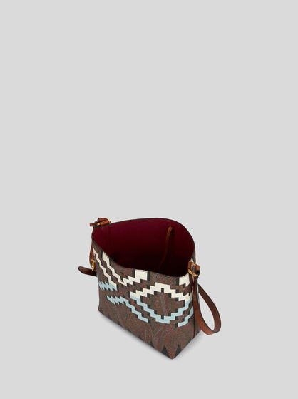 SMALL PAISLEY SHOULDER BAG WITH GEOMETRIC PRINT