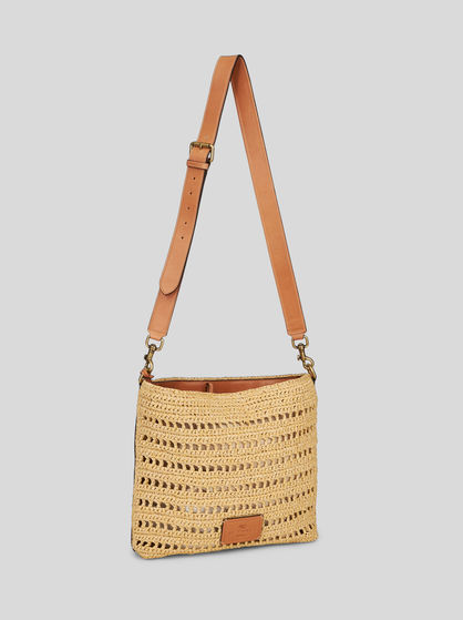 SHOULDER BAG IN PERFORATED RAFFIA