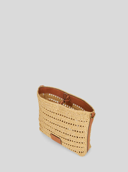 SHOULDER BAG IN PERFORATED RAFFIA