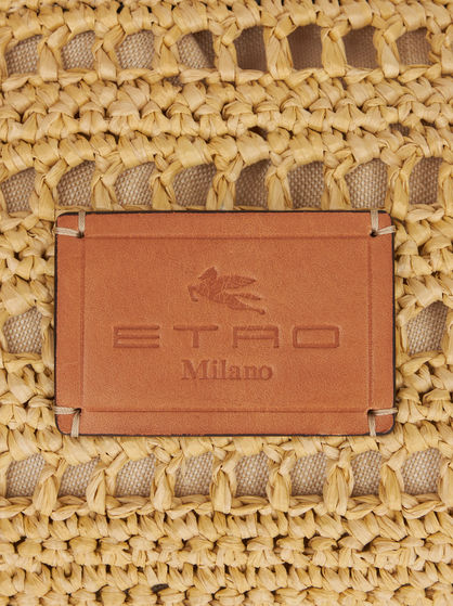 SMALL SHOULDER BAG IN PERFORATED RAFFIA