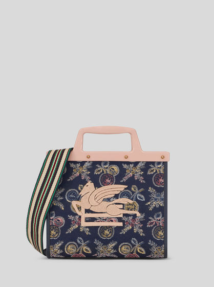 SMALL JACQUARD LOVE TROTTER BAG WITH MULTI-COLOURED APPLES