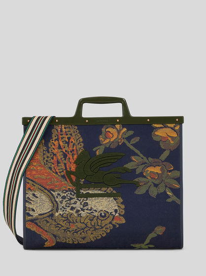 LARGE JACQUARD LOVE TROTTER BAG WITH BIRDS ALL OVER | BAGS | ETRO