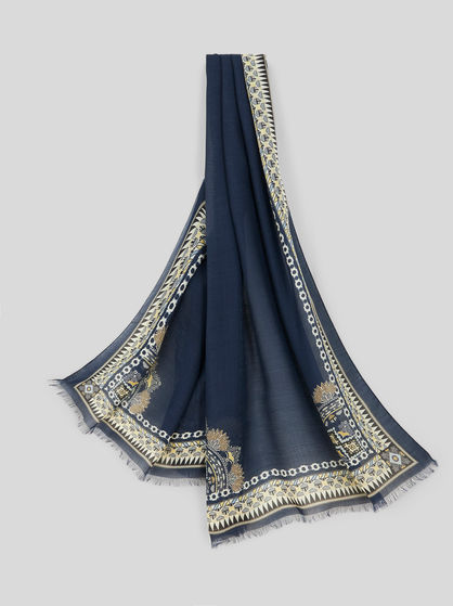 SCARF WITH GEOMETRIC PAISLEY FRAME