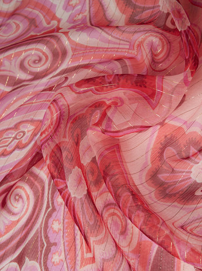 SILK SHAWL WITH PLACED PAISLEY PRINT