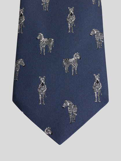 SILK TIE WITH MICRO ZEBRAS