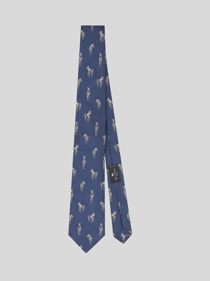 SILK TIE WITH MICRO ZEBRAS