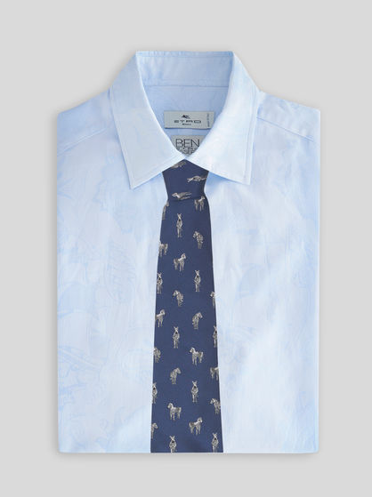 SILK TIE WITH MICRO ZEBRAS